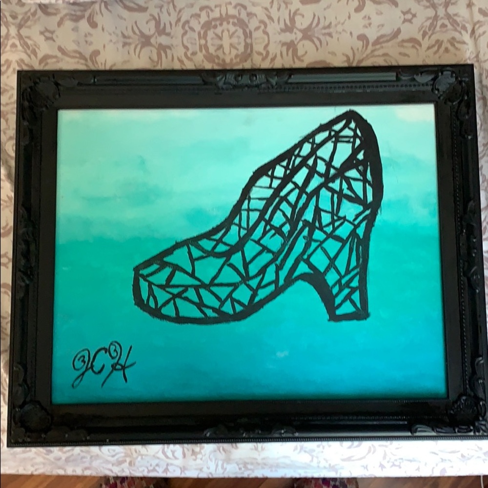 Fancy shoe ombré background in a vintage frame